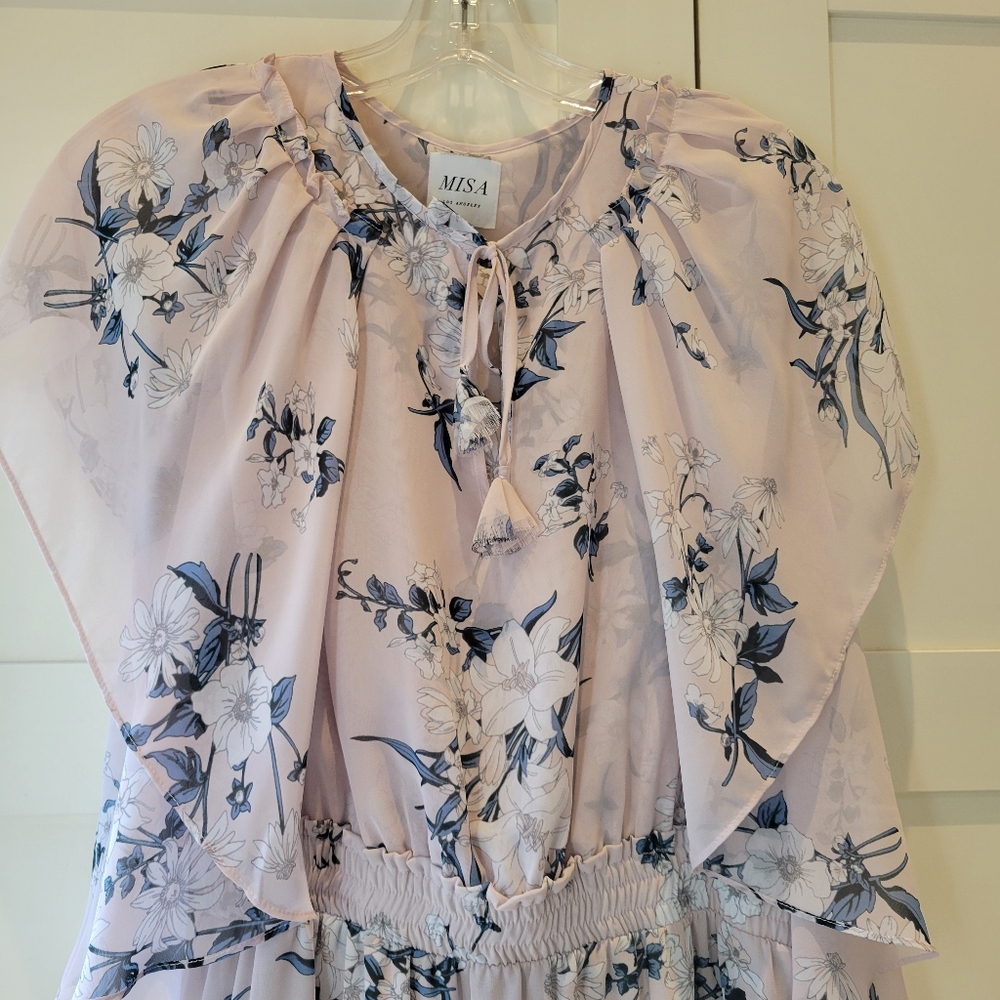 Misa Los Angeles Lulla Floral Print Midi Flutter Sleeves Dress - Picture 3 of 12